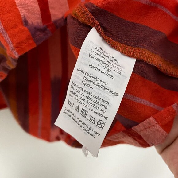 Madewell Ikat Peasant Popover Top Shirt Blouse Womens Small Red Balloon Sleeves - Picture 5 of 8
